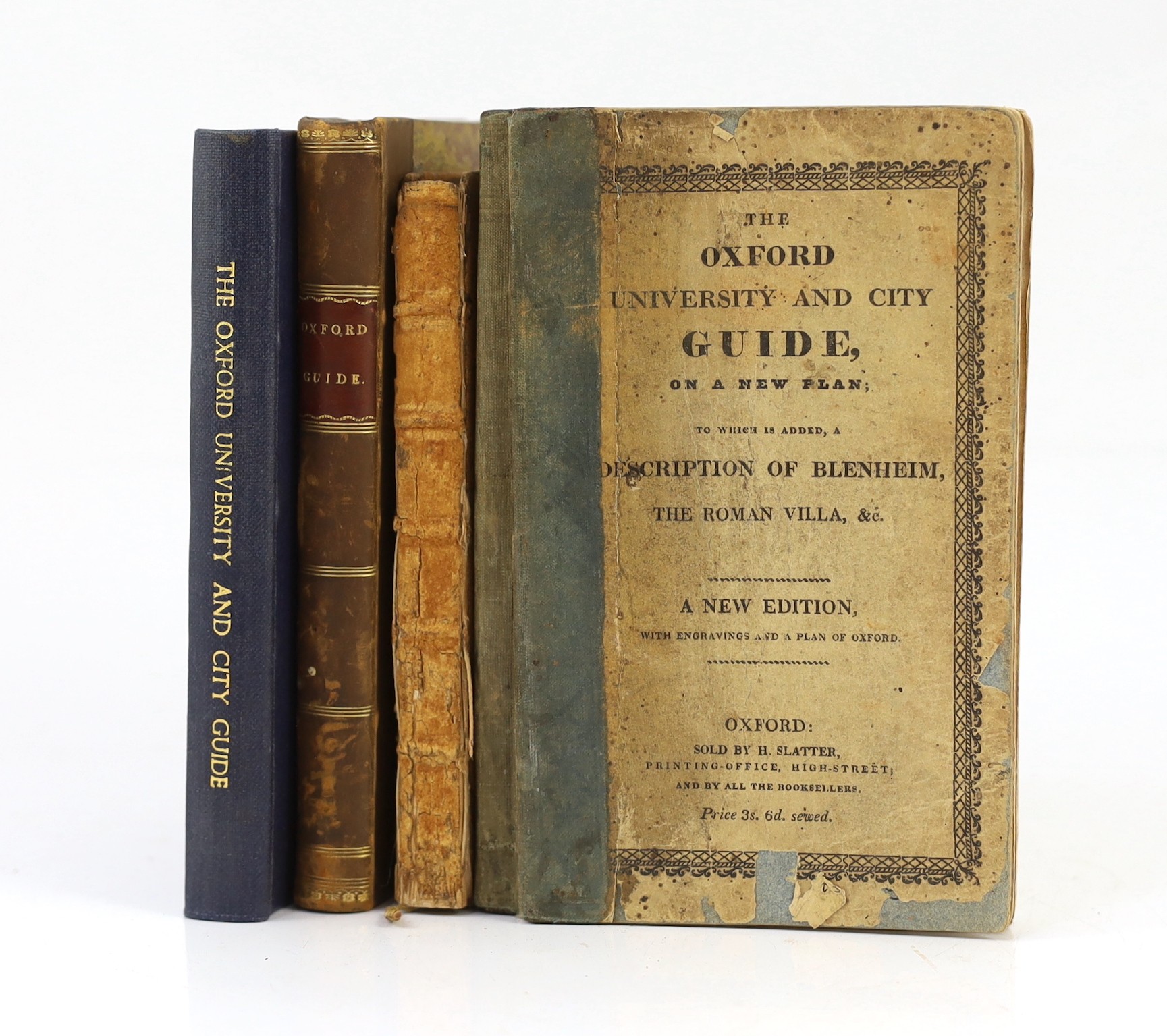 OXON: The Oxford University and City Guide, on a new plan...(and) a Guide to Blenheim, Nuneham, and the newly discovered Roman Villa, near Northleigh. pictorial engraved and printed titles, folded plan and 7 plates; old